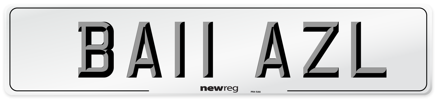 BA11 AZL Number Plate from New Reg